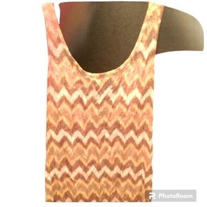 5/$20 Chevron Print Yellow & Tan Sequins Tank Top